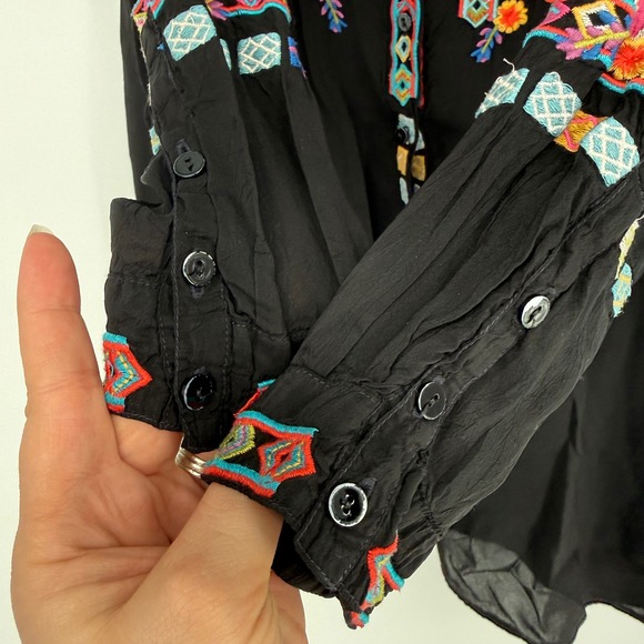 JOHNNY WAS TUNIC EMBROIDERED SHIRT DRESS BUTTON DOWN SMALL - Picture 3 of 10